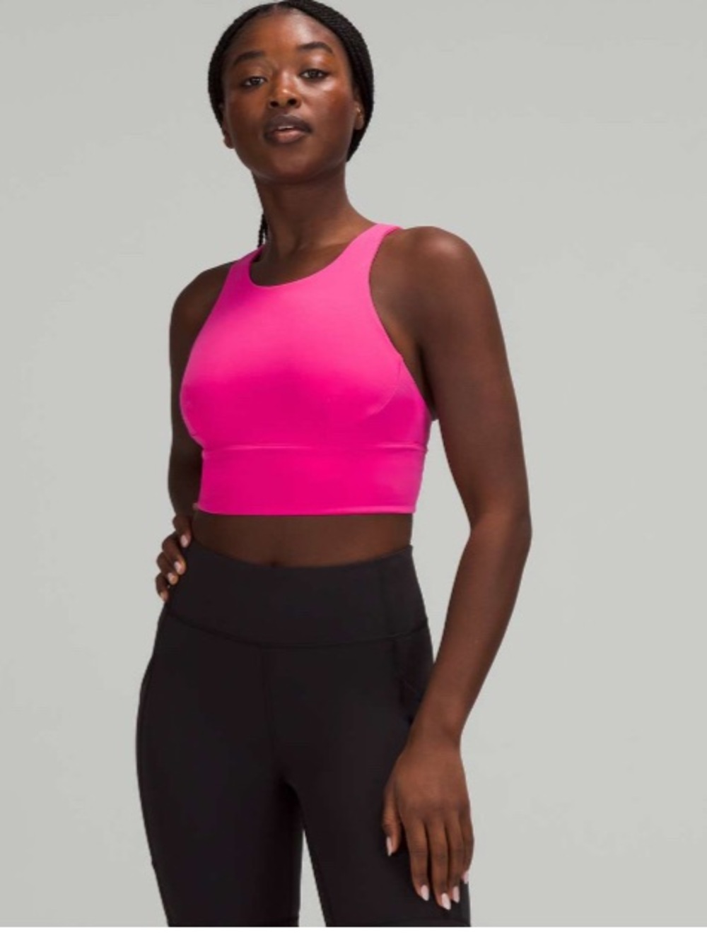 EUC Lululemon Wunder Train Long Line Sonic Pink Sports Bra Size 6